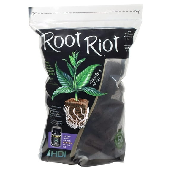 Root Riot Plant Starter Cubes - 50 Count - Seed Starting & Propagation - Organic Spongy Cubes for Rapid Root Growth - Hydroponic Growing Media 50 Cubes