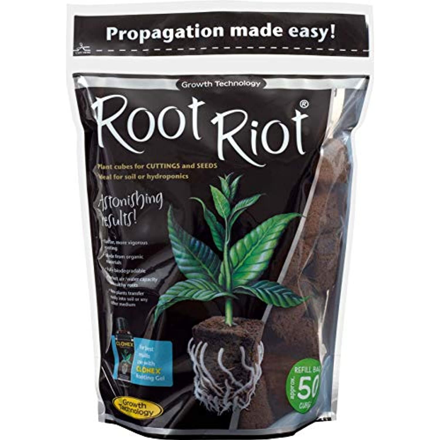 Cubre Roots Root Riot, Organic Plant Starter Cubes, 714129, 50 Cubes - Walmart.com