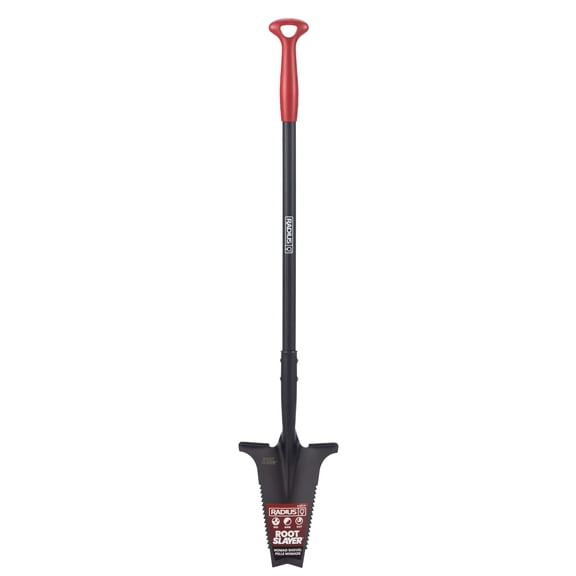 Root Slayer by Radius Garden RS223-001 Heavy-Duty Compact Nomad Shovel, Serrated V-Tip Root-Cutting Blade and Ergonomic Handle