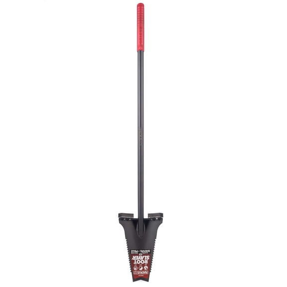Root Slayer 2.0 RS241 Heavy Duty All-Steel Garden Shovel with Serrated Root-Cutting Blade, Inverted V-Tip, Extra-Wide Step Plate and Straight Long Handle