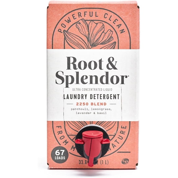 Root & Splendor Ultra Concentrated Non Toxic Laundry Detergent Liquid - Plant Based & Eco Friendly Enzymatic Laundry Soap, 2250 Scent, 1 Liter, 67 Loads