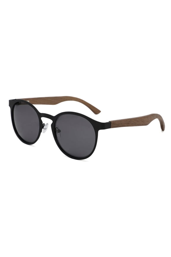 Root Superdome Black Metal Gray Lens Wood Temples Unisex Sunglasses|1YR. Warranty
