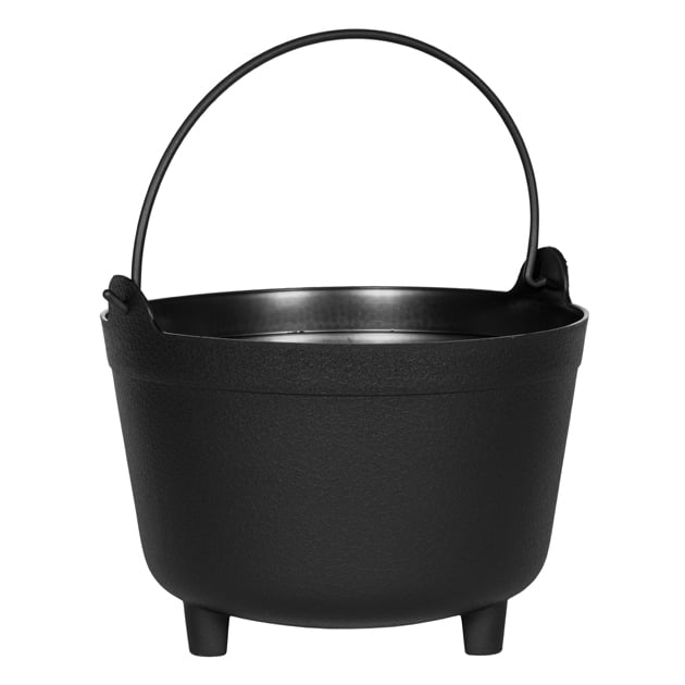 Antique-Inspired Black Round Plastic Kettle Planter, 15-inch