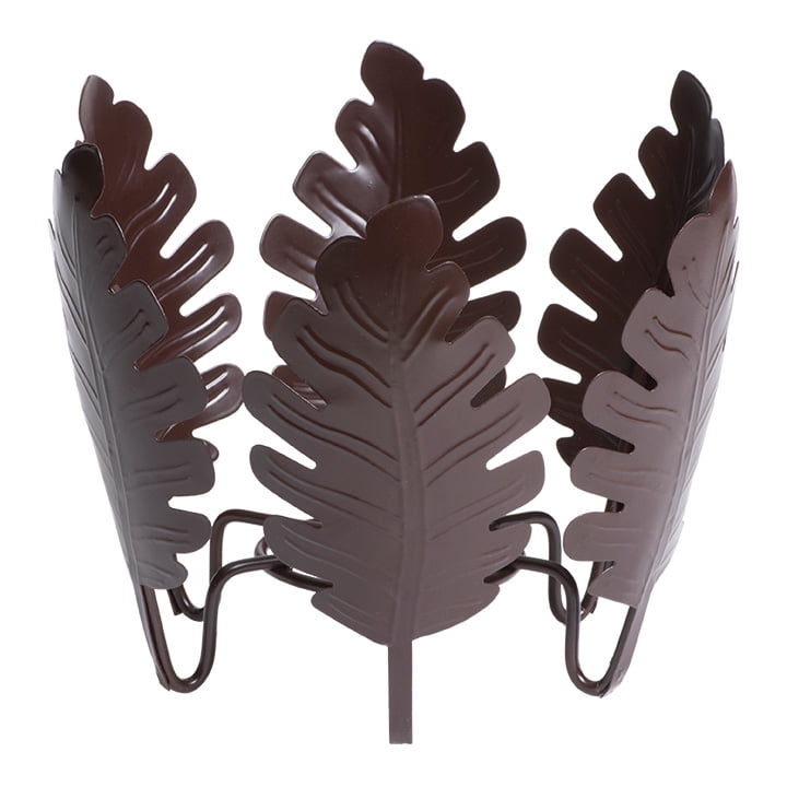 12" Brown Powder-Coated Metal Botanical Leaf Plant Stand