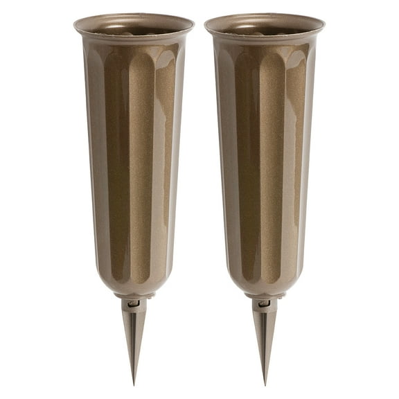 Root & Vessel Cemetery Vase, Bronze, Round Bottom, 2-Pack