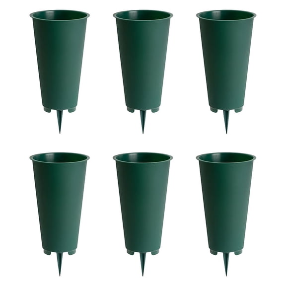Root & Vessel Cemetery Vase, Green, Large Flat Bottom, 6-Pack