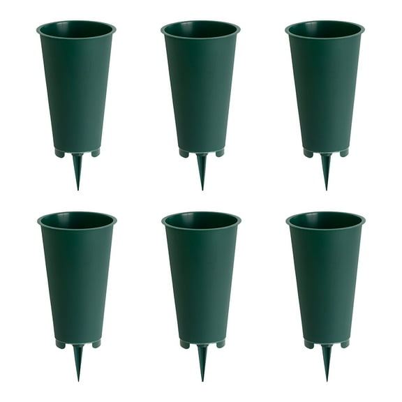 Root & Vessel Cemetery Vase, Green, Small Flat Bottom, 6-Pack