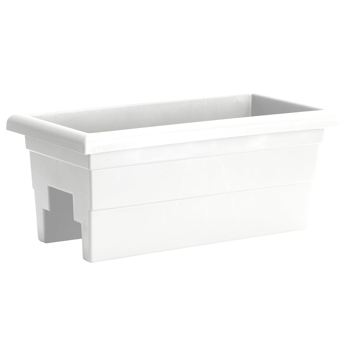 White 24in Matte Finish Plastic Rail Planter