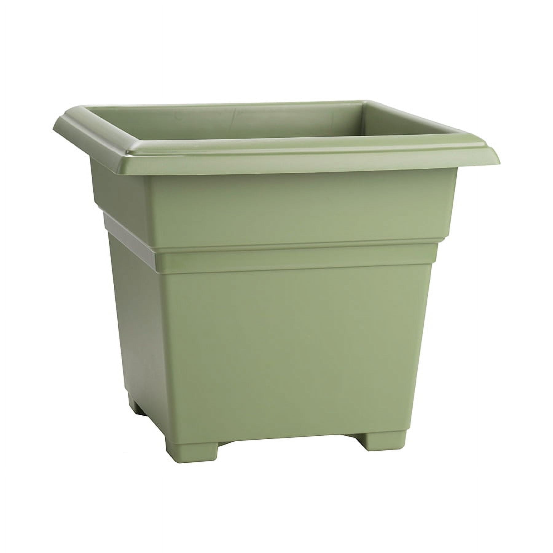 Sage Green 18" Square Plastic Tub Planter with Built-in Feet