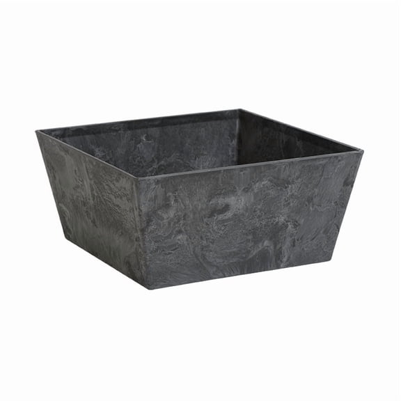 Root & Vessel Ella Low Square Planter, Black, 10"
