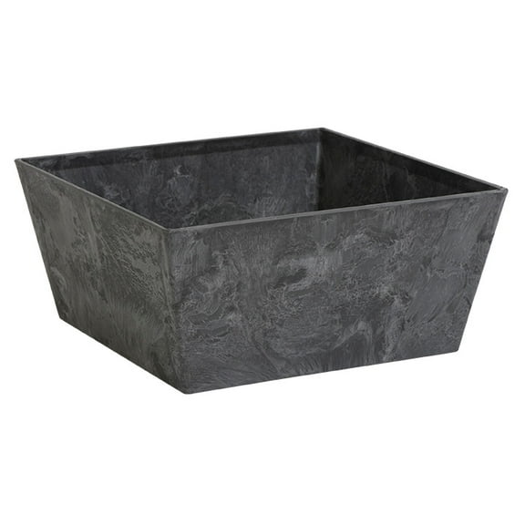 Root & Vessel Ella Low Square Planter, Black, 12"