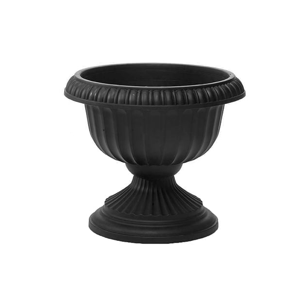 Elegant Grecian Urn Planter Duo in Classic Black, 12"