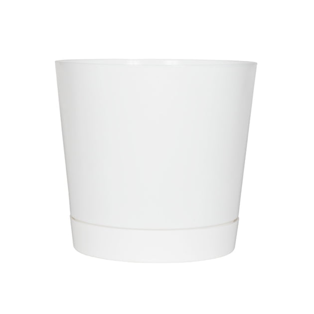 White 10-Inch Round Plastic Cylinder Planter