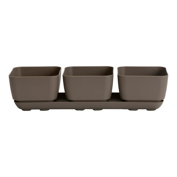 Root & Vessel Majestic Herb & Succulent Trio Planter, Taupe