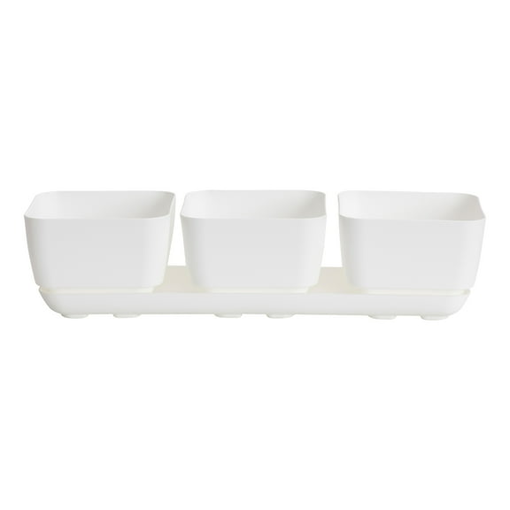 Root & Vessel Majestic Herb & Succulent Trio Planter, White