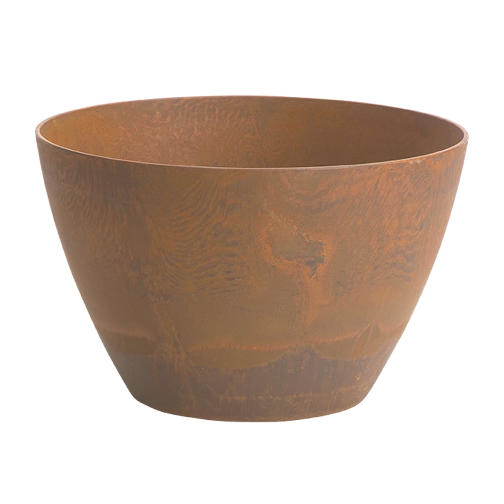 Rust 16-Inch Durable Plastic and Stone Outdoor Planter