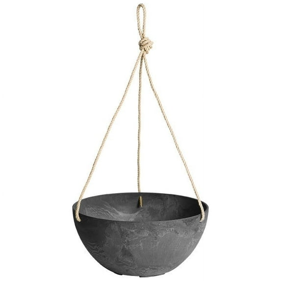Root & Vessel Napa Hanging Bowl Planter, Black, 12"