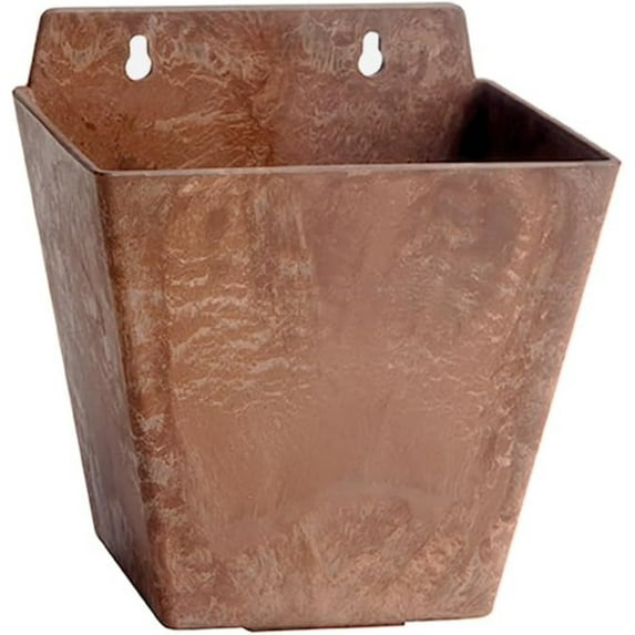 Root & Vessel Self Watering Wall Planters for Indoor or Outdoor Plants, Unique Marbled Wall Pot, Made of Eco-Friendly Blend of Stone and Plastic, Rust, 5.5in