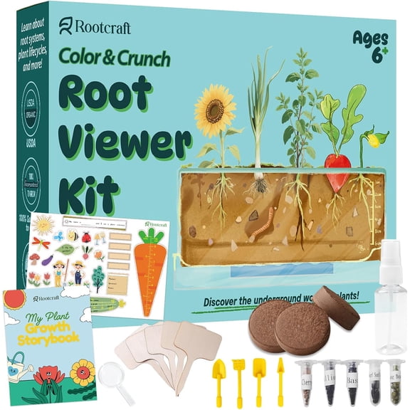 Root Viewer Kit for Kids - Science STEM Toys with Fun Stickers & Storybook, Craft Planting Kits for Ages 4-12, Birthday Gifts for Girls & Boys 4 5 6 7 8 9 10 Year Old