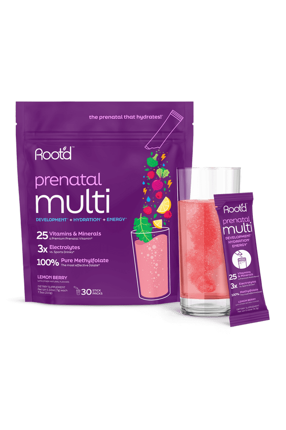 Prenatal Multivitamin Powder - 25 Vitamins & Minerals with 3x Electrolytes, Folate, Iron, D3 for Mom & Baby, 7 Superfood & Probiotics, Sugar-Free Vitamins & Hydration | 30 Vitamin Drink Packet