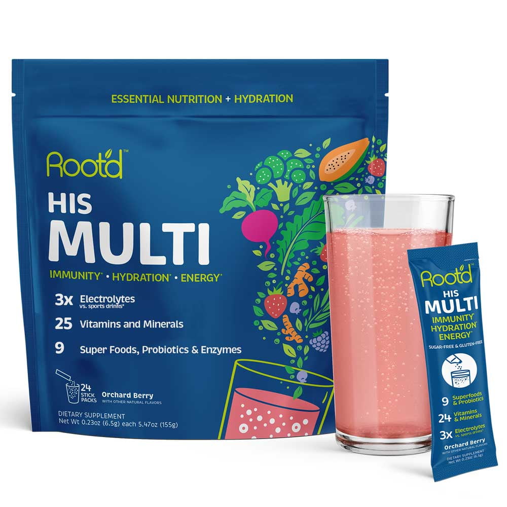 Root'd Multivitamin Powder for Men 24 Vitamins & Minerals with 3x