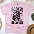 thumbnail image 1 of Rooted In Christ Lion Graphic Christian T-Shirt for Men and Women, Light Pink, Size S, 1 of 6