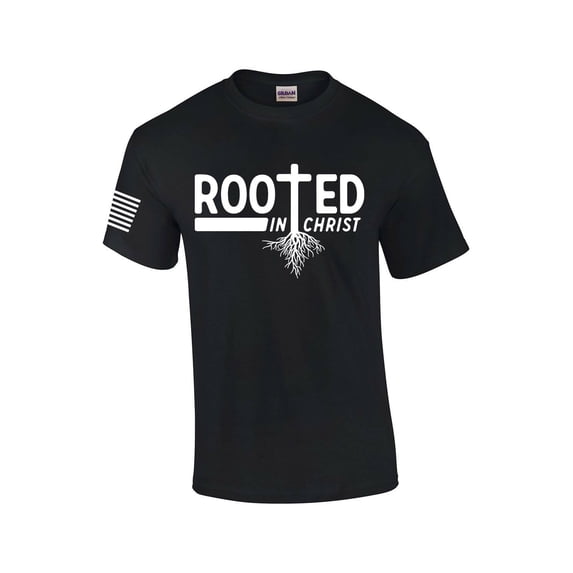 Rooted In Christ Tree Roots Mens Christian Short Sleeve T-shirt Graphic Tee Graphic Tee-Black-xxxl