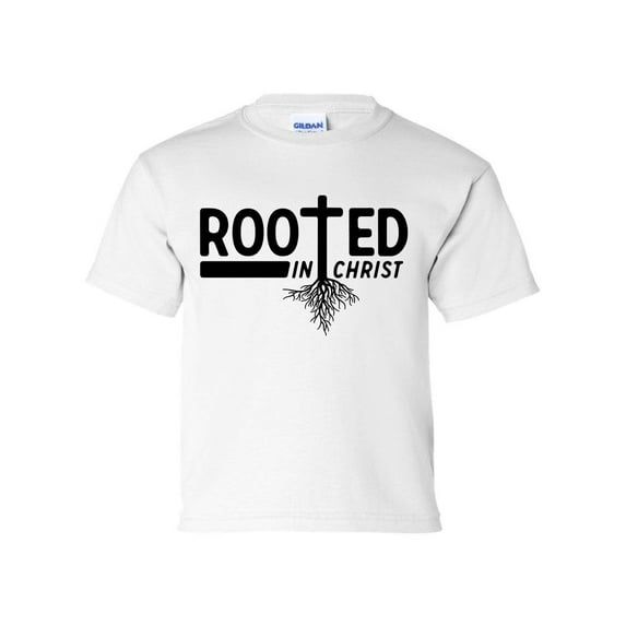 Rooted In Christ Youth Kids Christian T-shirt Graphic Tee Graphic Tee-White-small
