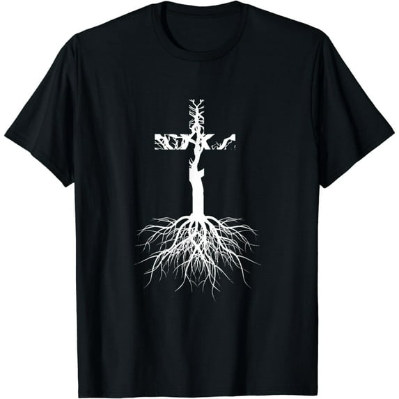 Rooted In Christ product Religious Christian Cross T-Shirt