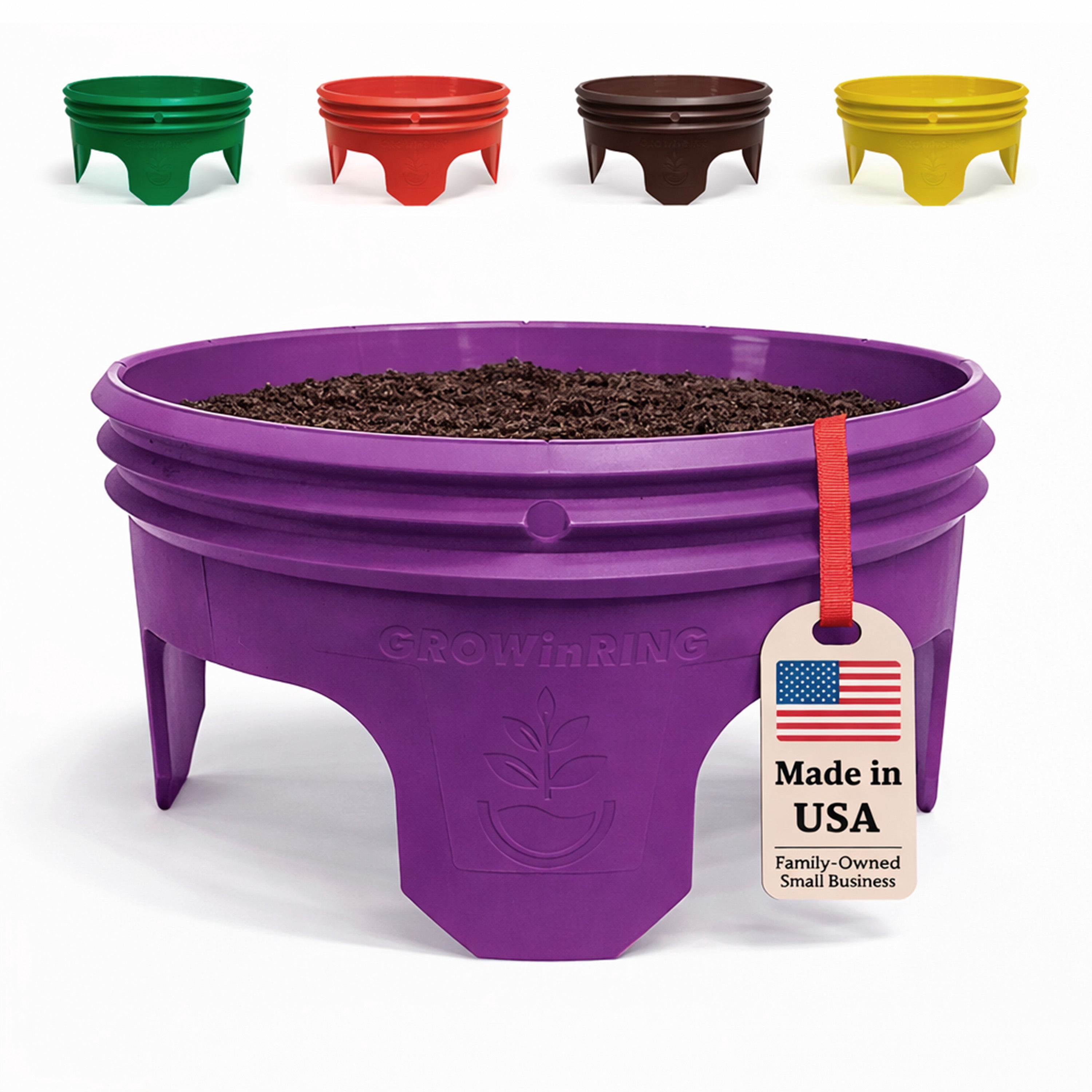 Rooted Promise 7 inch Solid Planting Grow Rings, Perfect for Deep Watering Veggies Herbs and Flowers, Protection and Edging of Garden Plants, Purple, Made in The USA - Pack of 24
