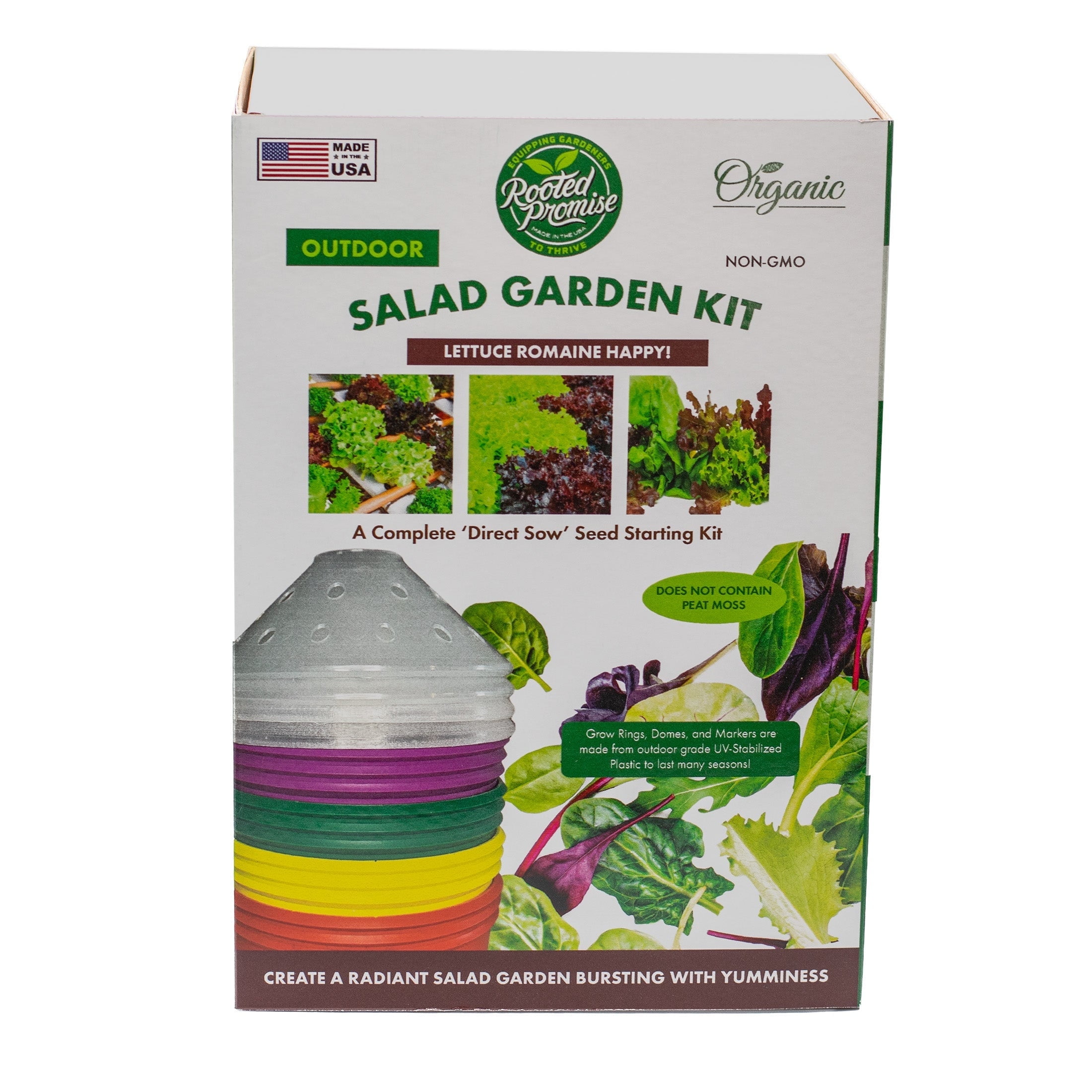 Colorful Salad Garden Kit with Greenhouse Domes and Grow Rings