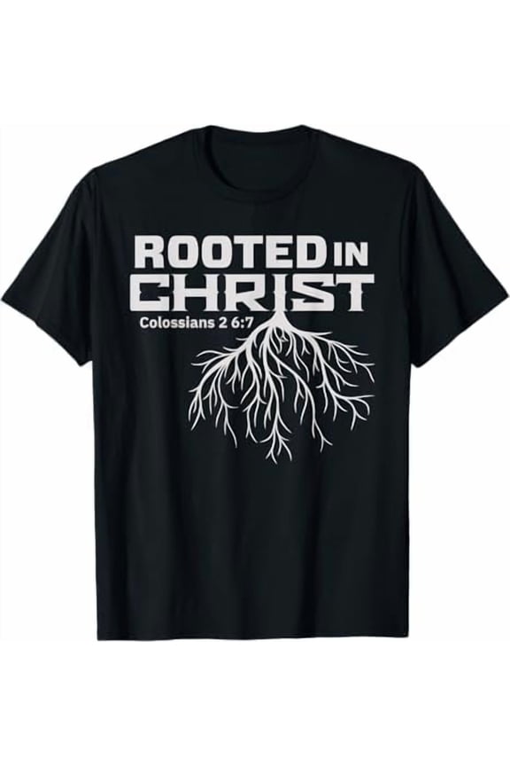Rooted in Christ Shirt, Jesus Shirts, Christian Cross T-Shirt for Women Men Religious Graphic Tees,God Faith Clothing