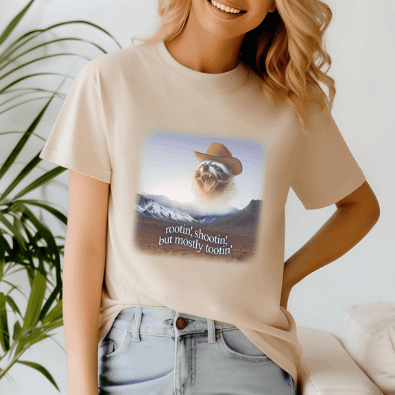 Rootin Shootin But Mostly Tootin Cowboy Raccoon Word Shirt, Meme Tee, Trending Tshirt, Raccoon Shirt, Funny Friend Gift