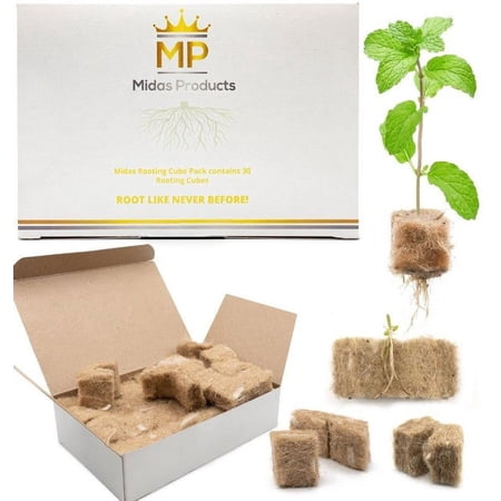 Rooting Promoter Cubes for Plant Cuttings Cloning Kit - Biodegradable Root Booster for Fast Root Growth - Advanced Rockwool Alternative - 30 1x1 inch Root Starter Seed Starter Plugs for Cloning Trays