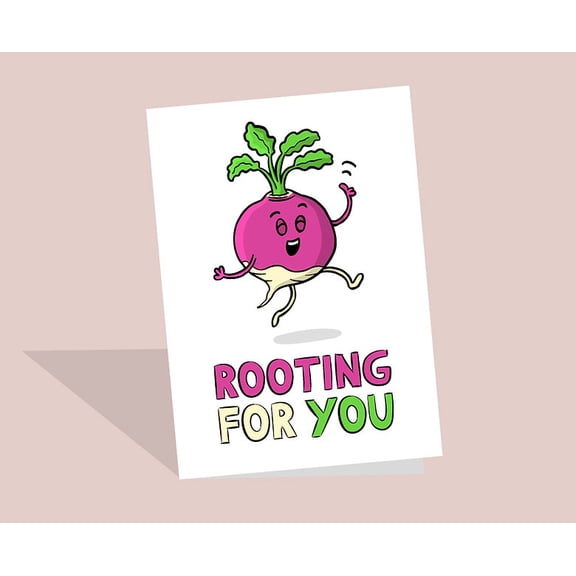 Rooting for You Card Cute Radish Character Design Perfect for Encouragement, Motivation, and Support Blank Inside with Envelope Included