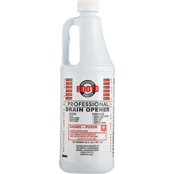 Rooto 32 oz. Professional Drain Opener 1071 Pack of 12,Sulphuric Acid Drain Cleaner