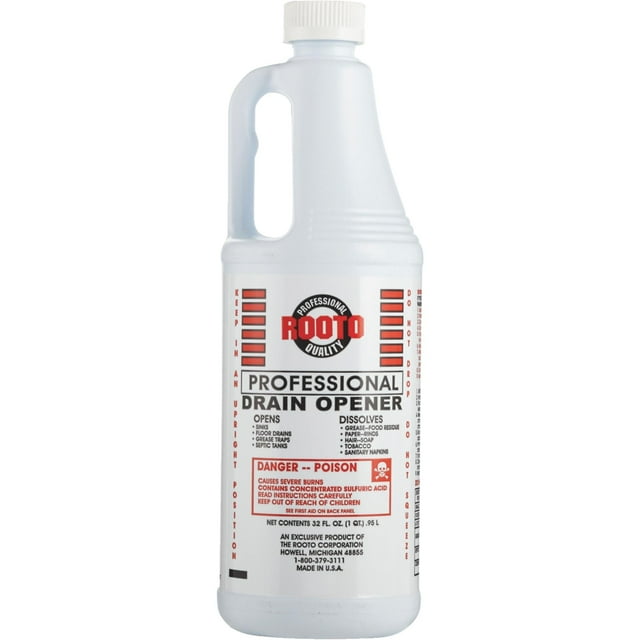 Rooto 32 oz. Professional Drain Opener 1071 Pack of 12,Sulphuric Acid Drain Cleaner