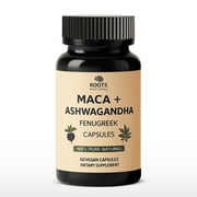 Roots Naturals Maca + Ashwagandha Capsules Herbal Supplement 60-Count