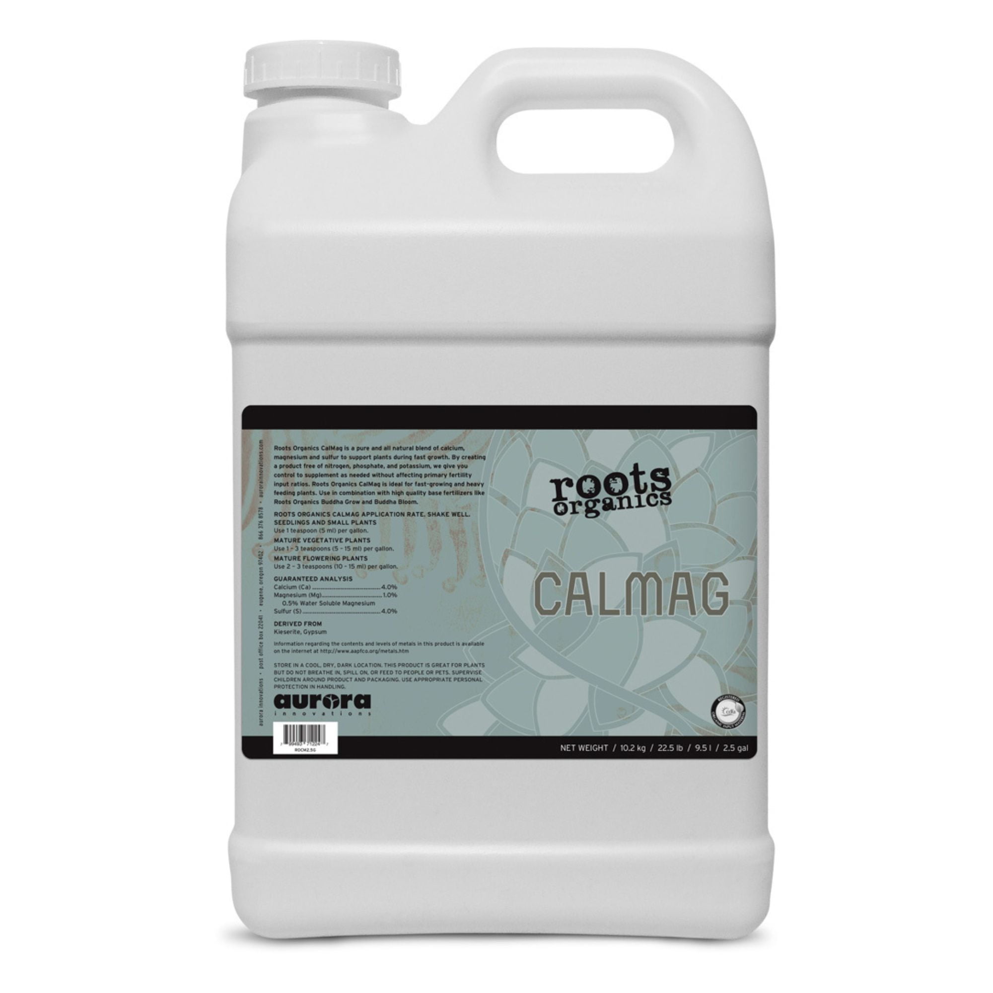 Roots Organics CalMag, Liquid Plant Food and Fertilizer Growth Formula, 2.5 Gallon