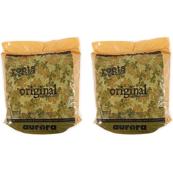 Roots Organics ROD75 Hydroponic Gardening Original Coco Fiber Based Potting Soil 0.75 Cubic Feet, 2 Pack