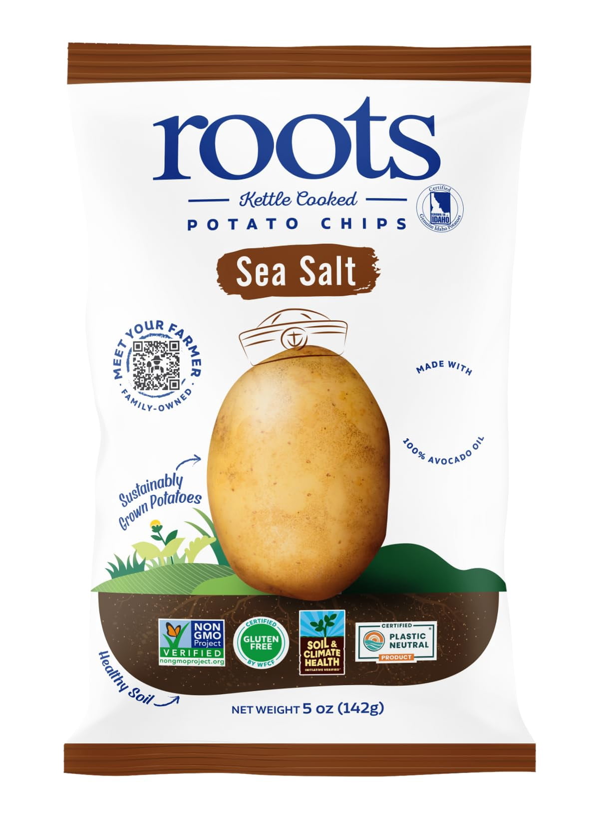 Roots Potato Chips Sea Salt Gluten Free Natural 5 oz (Pack of 12)