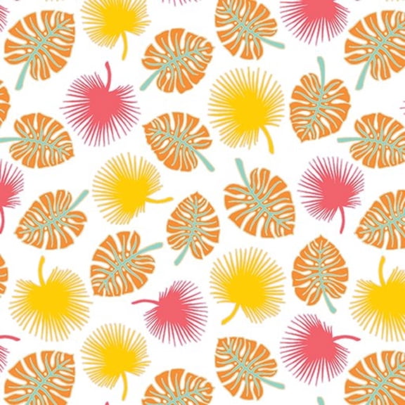 Rooville Palm Fronds Carrot Cotton Fabric