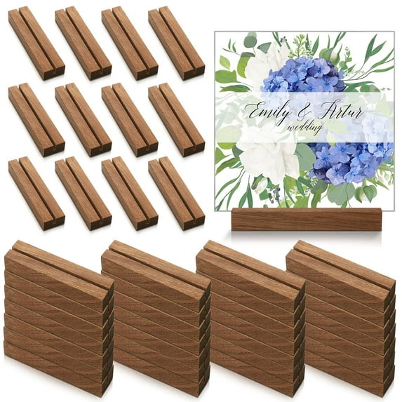 Roowest 36 Pcs 4.5 Inch Wooden Table Number Holders for 1/8 Inch Acrylic Sign Rustic Wood Stands Menu Place Card Holders for Wedding Events Birthday Party Retail Shop Home Meeting Decoration C91
