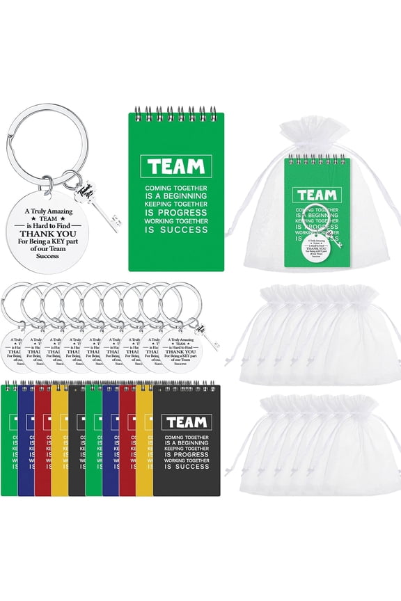 Roowest 75 Pcs Christmas Employee Appreciation Thank You Gifts Bulk Motivational Notebooks Team Inspirational Keychains with Organza Bags Team Building Gift for Nurse Teacher Coworker