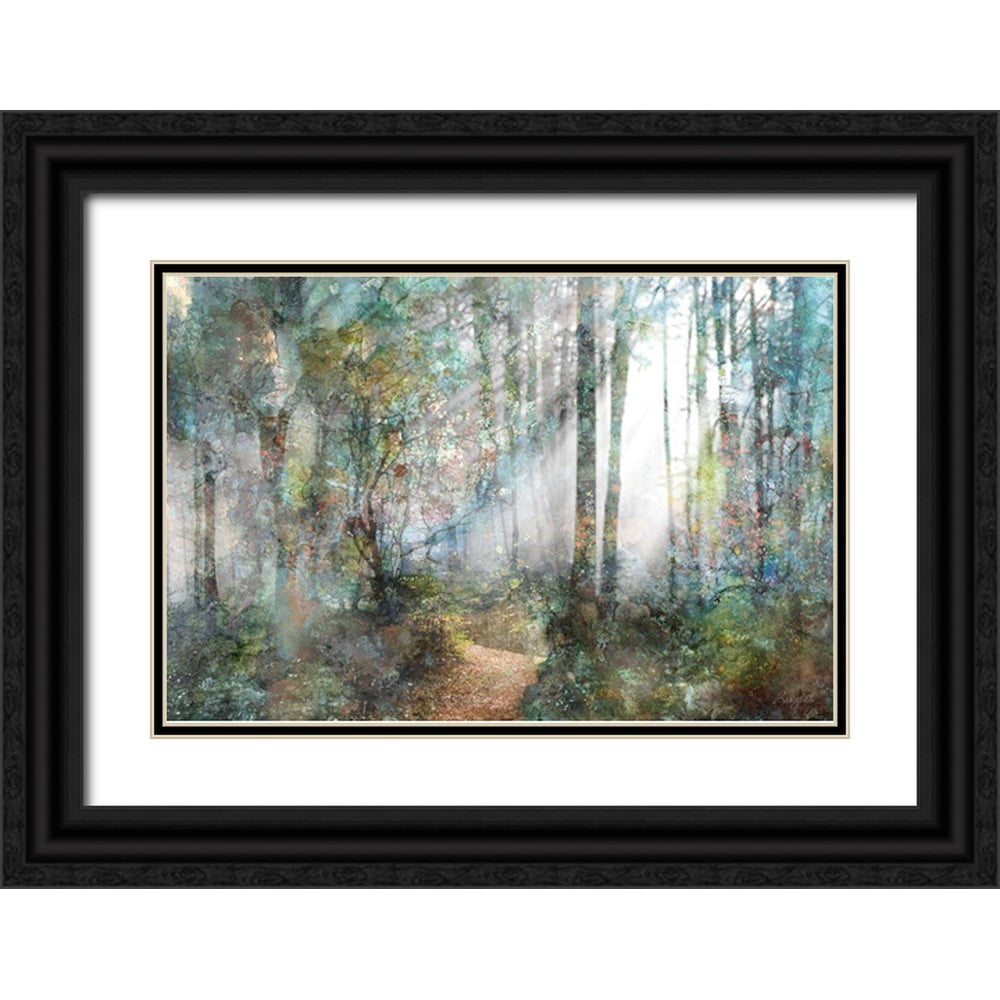 Roozbeh 32x23 Black Ornate Wood Framed with Double Matting Museum Art ...