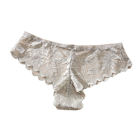 Ropa Interior Para Mujer High Rise Underwear Women, Women's Sexy Solid Color Lace Cotton Crotch Interest Low Waist Thong Underwear