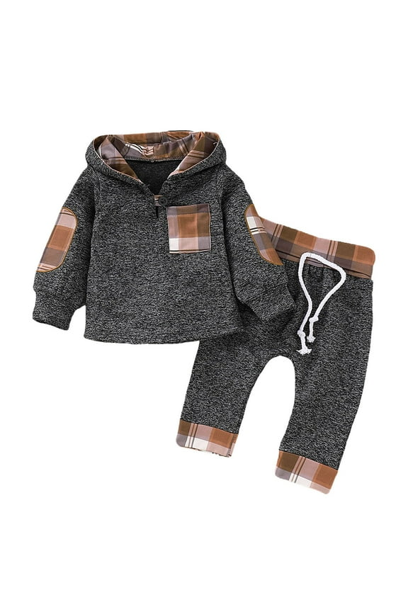 Ropa Para NiñOs De 3 AñOs 3 T Boys Clothing Toddler Baby Boy Clothes Plaid Hoodies + Pants Boy Fall Winter Outfits Khaki 3-6 Months