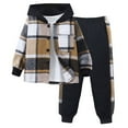 thumbnail image 1 of Ropa Para NiñOs De 3 AñOs Toddler Baby Boy Clothes Plaid Long Sleeve Patchwork Hoodie Top + Pants 2pcs Fall Winter Outfits Set Khaki 5T, 1 of 9