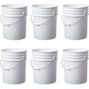 Ropak 6 Pack | Premium 5 Gallon Bucket, Food Grade BPA Free HDPE, White - no Lid
