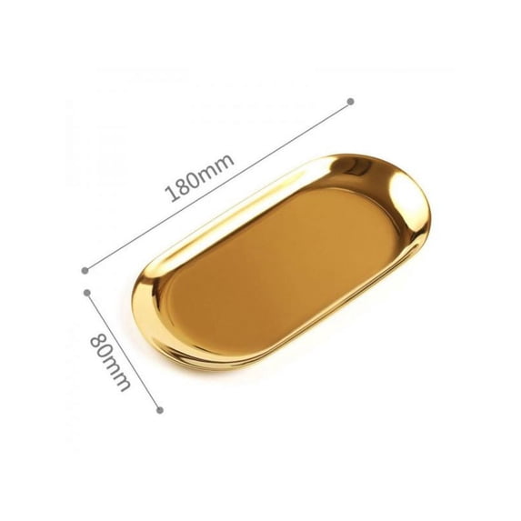 Ropalia Stainless Steel Mini Desk Storage Oval Tray Cosmetics Jewelry Organizer